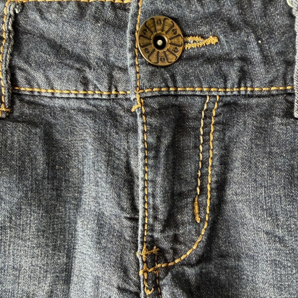 Vintage Y2K Rewind Denim Shorts Juniors 7 Dark Blue Bow Pocket Cuffed Low Rise